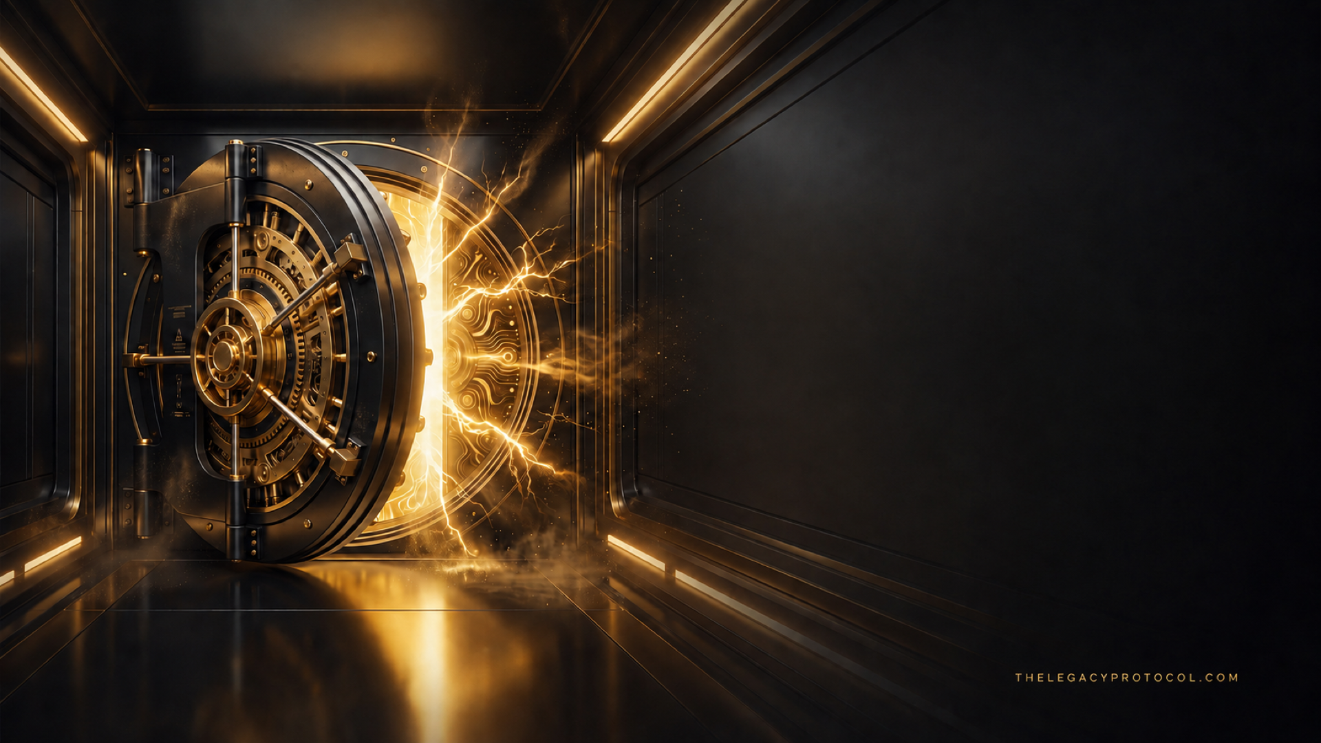 A luminous archive vault opening in The Legacy Protocol